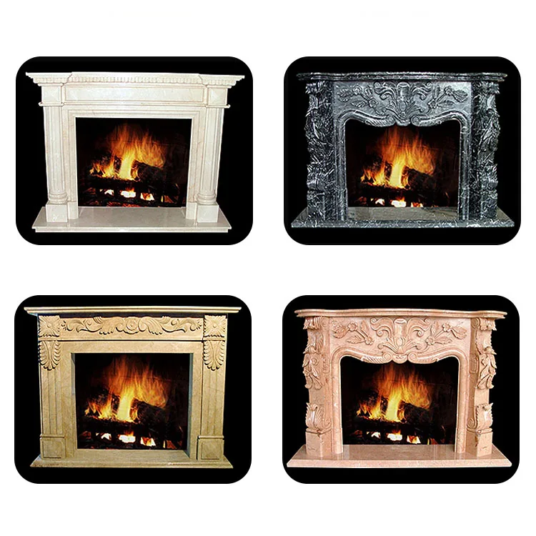 Real stone Indoor Hand Carved Cultured Natural Marble Fireplace Surround Stone Fireplaces