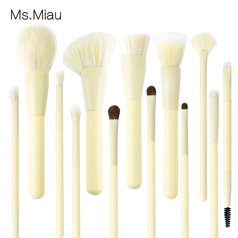 BELLEZA luxury highend custom creamy yellow makeupbrush set