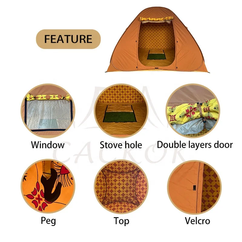 Waterproof Cotton Canvas Pop-Up Tent with Double Layers for Outdoor Camping in the Middle-East Market