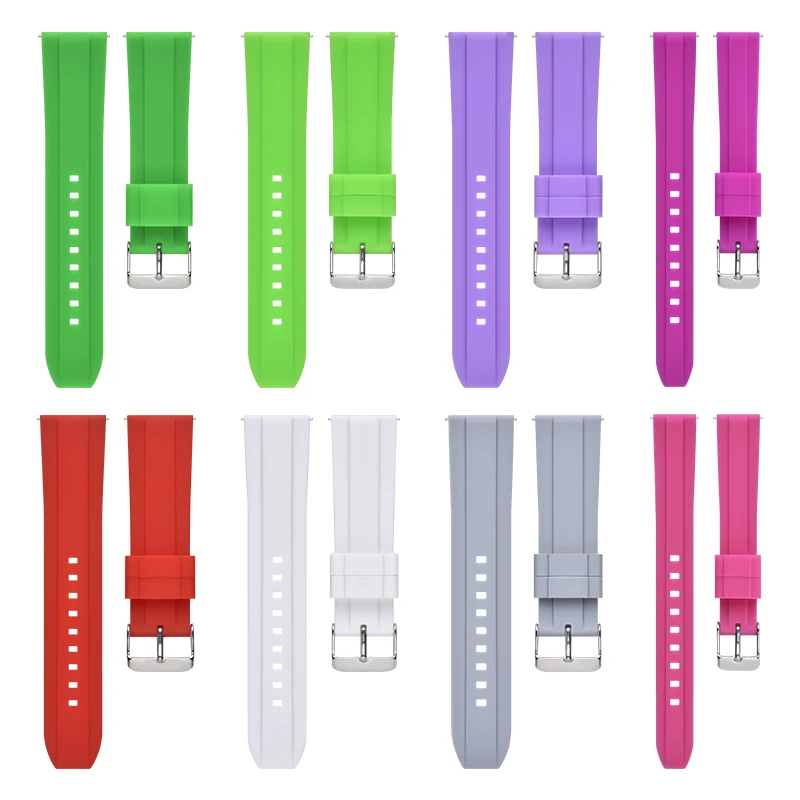 Soft Silicone Watch Strap 14mm 16mm 18mm 20mm 22mm Metal waterproofing Custom Sport Band for Smart Watch Garmin Forerunner 165