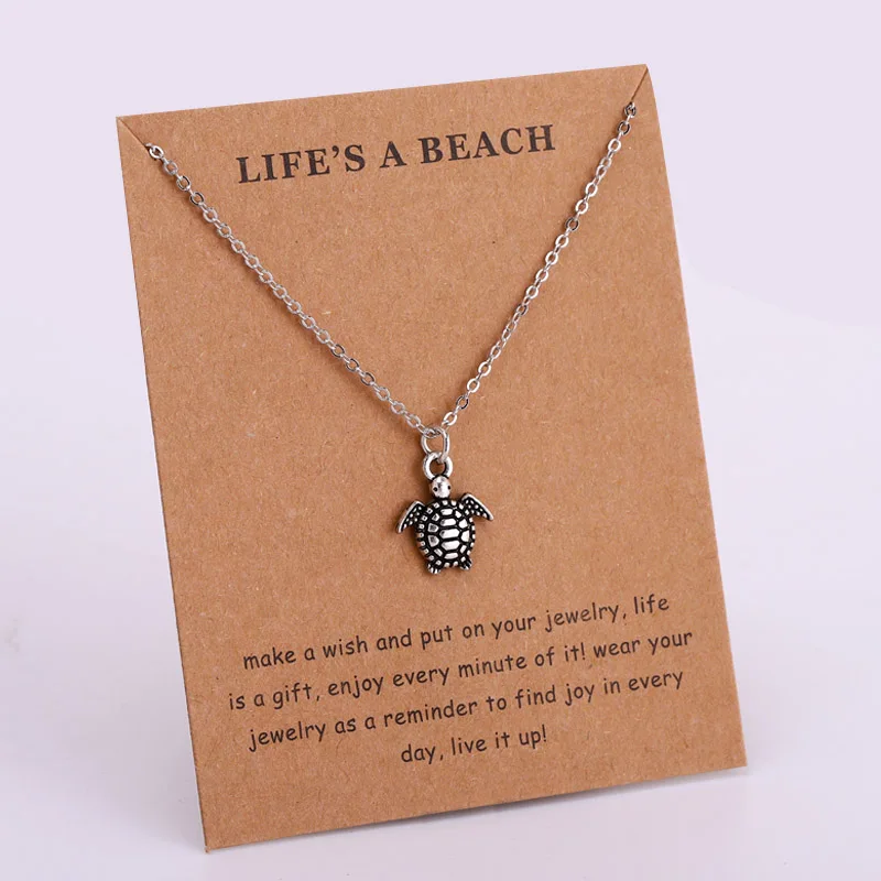 LWD60208 Ocean Jewelry Anchor Fish Shell Sand Dollar Shark Whale Starfish Seahorse Mermaid Wave Sea Turtle Collar Necklaces