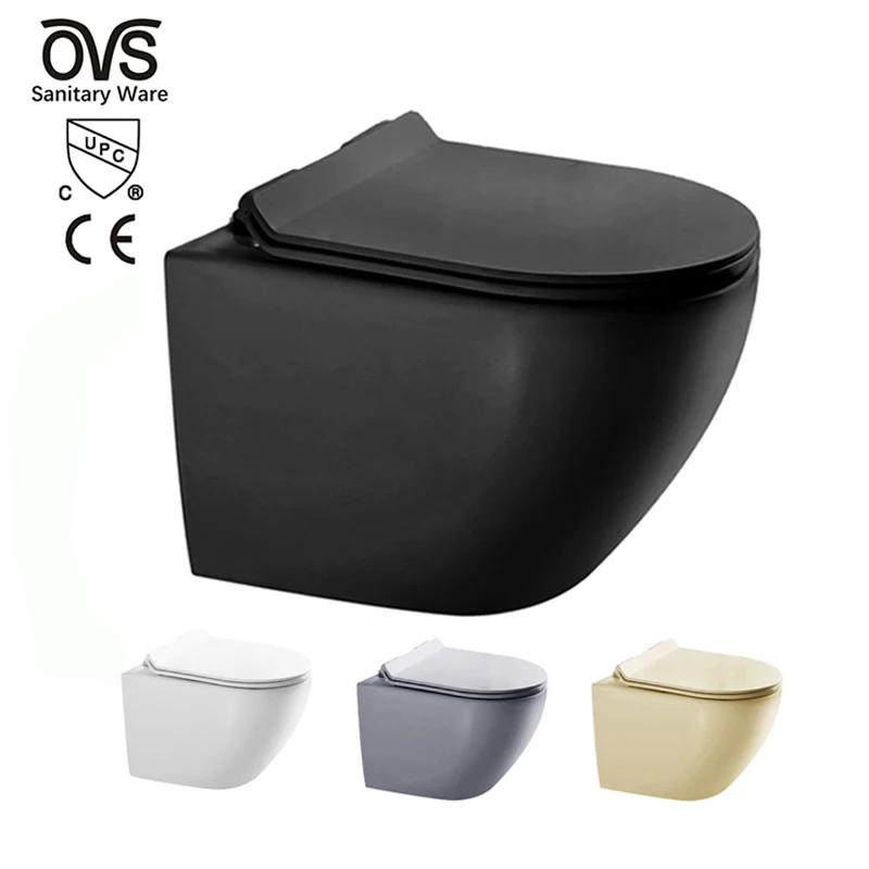Ovs New Design Wall-Hung Toilet P-Trap Matt Color Ceramic Wall mounted Toilet Bowl For Bathroom Wc Commode Sanitary Sare