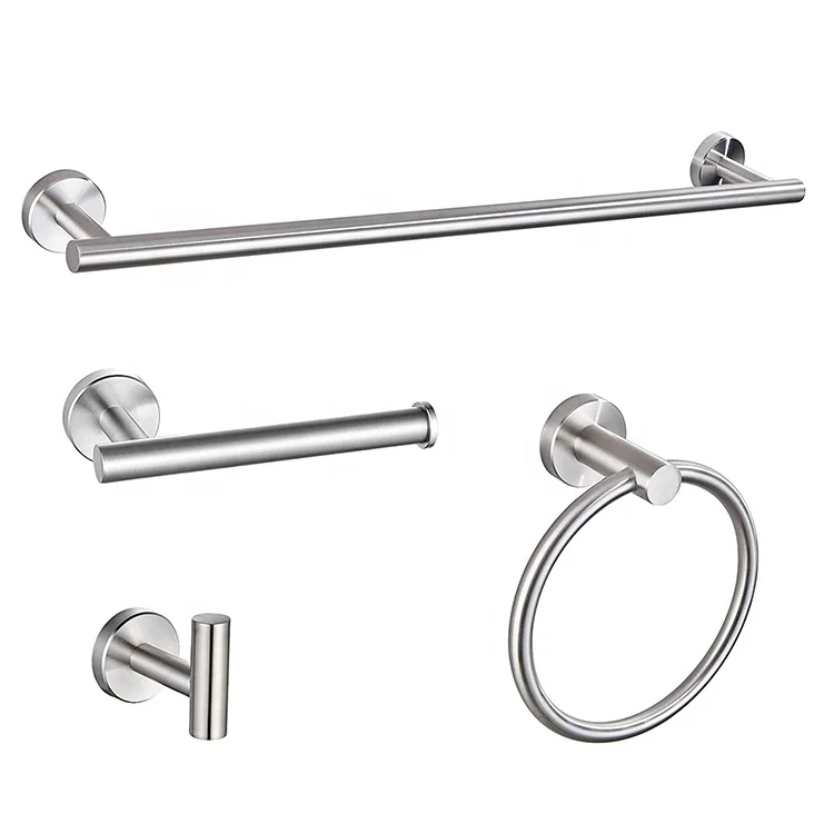 Bathroom Hardware Set Silver Polish Bathrobe Hook Long Towel Rail Bar Tissue Paper Holder Bathroom Accessories