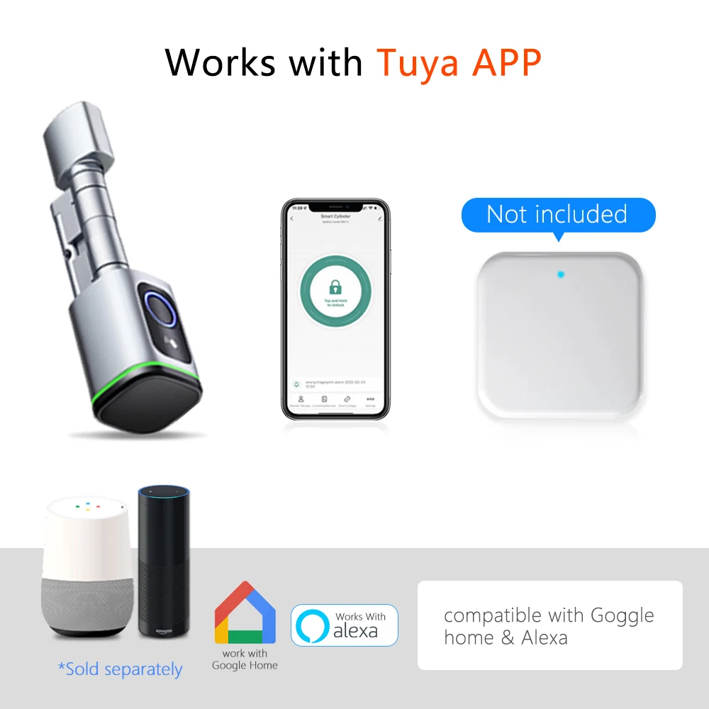 Eseye HOT Sale Audio Tuya Zinc Alloy Shipping Container Secureye Password Key TTlock Handle Fingerprint Lock Keyless Door Lock