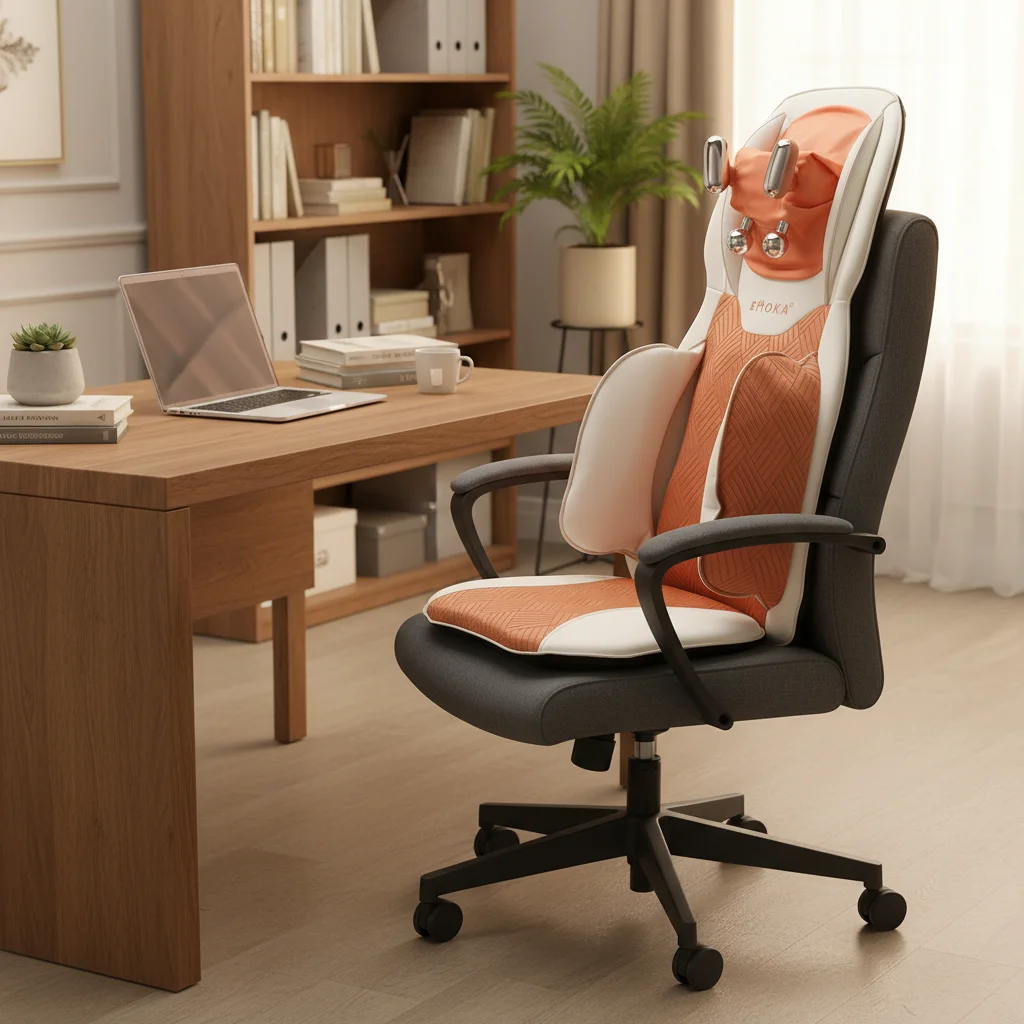 Массажная подушка Emoka оптом: высококачественная с 6 моторами вибрационная шиацу для спины и поясницы превосходной искусственной кожей