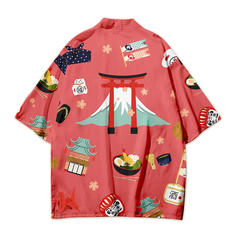 Customized Cosplay Printed Haori Anime Kimono Yukata Costumes Cloak Summer Short Sleeve Shirts