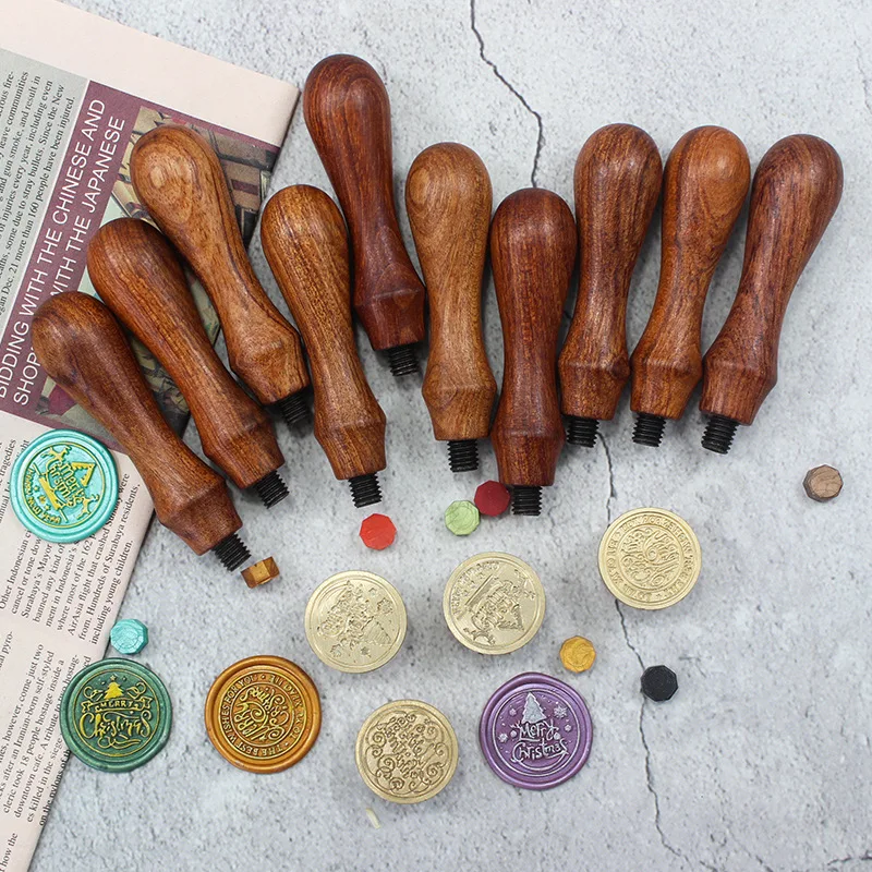 wooden Wax Stamp Seals Kit  Sealing Wax Warmer Envelopes Metallic Pens for Wax Seal Crafts Decoration