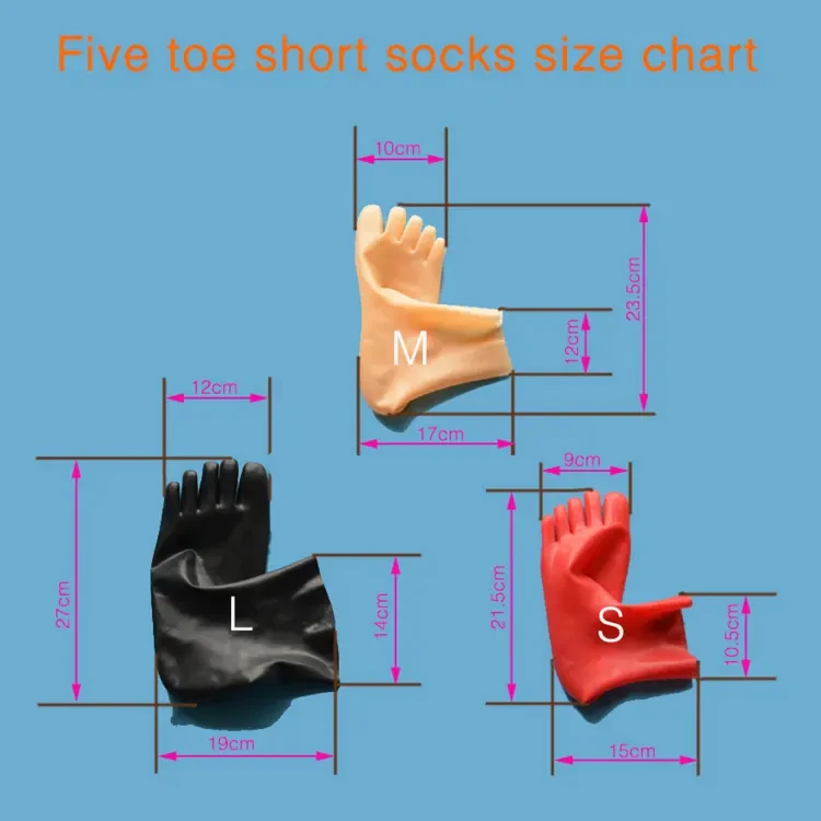 Unisex sexy 3D fashion latex rubber short sock fetish tight 5 Toe Socks