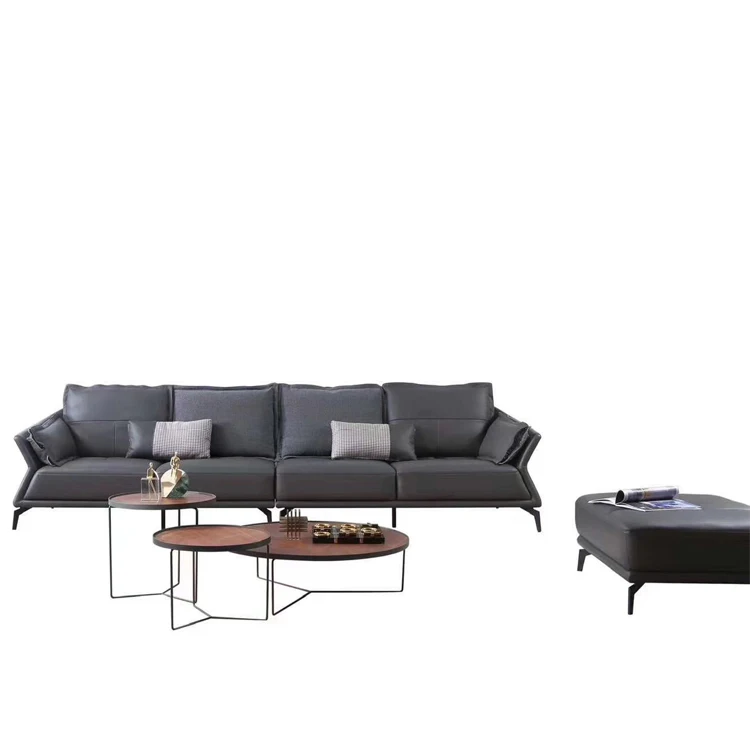 
2021 New Sitting Cheap Room Living Room Furniture Sets Pure Leather Big Grey Sofa 