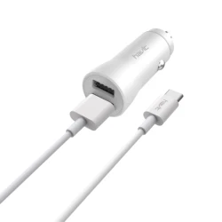 St849 Havit Oem Odm Fast Charging Car Electricity Adapter 2 Double Port Electric Usb Cable Type-C Car Charger