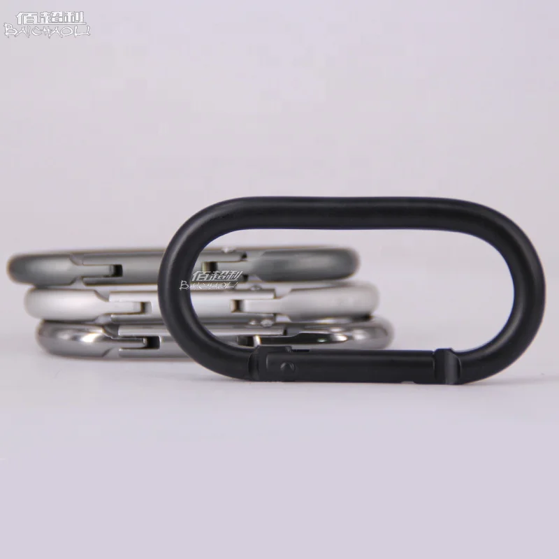 Baichao wholesale 7# O shaped Aluminum alloy metal lightweight engraved logo snap carabiner hooks for airpods or camping hiking