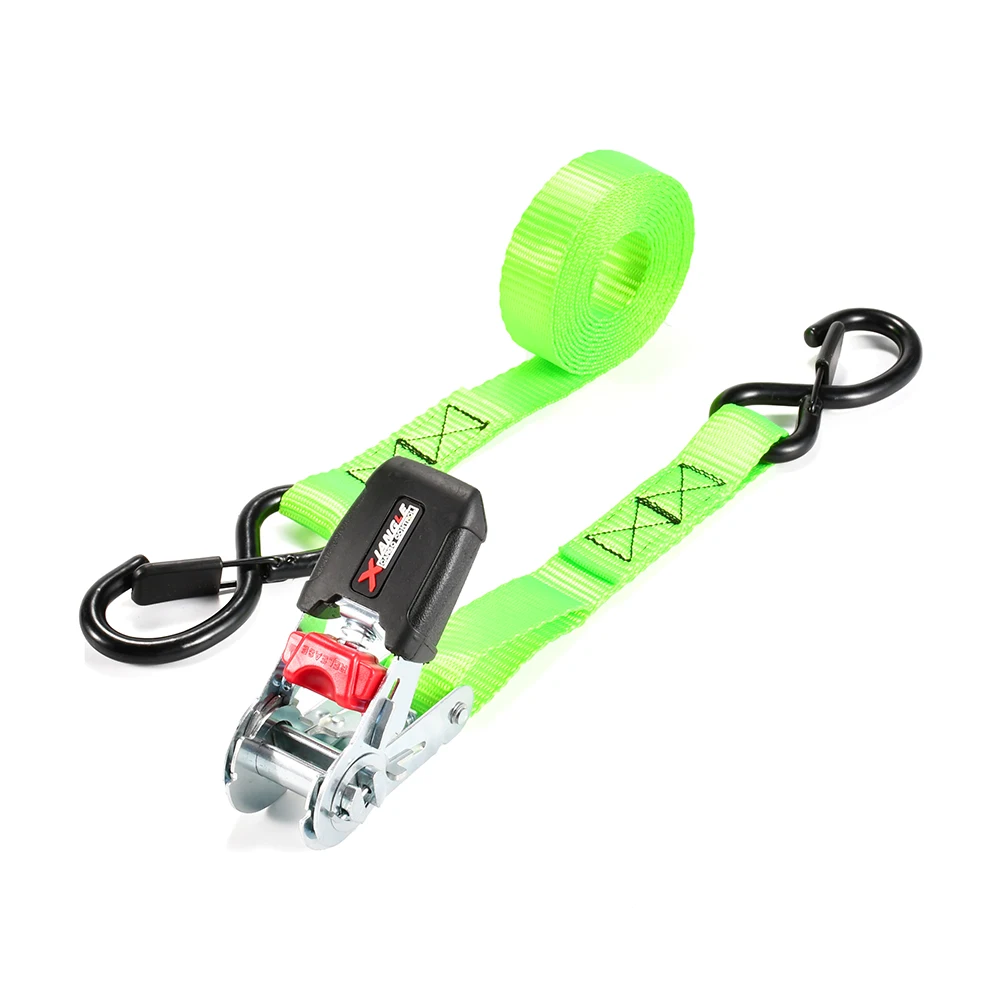 1 Inch 800Kg Rubber Coated Motorcycle Heavy Duty Ratchet Tie Down Strap with Hooks