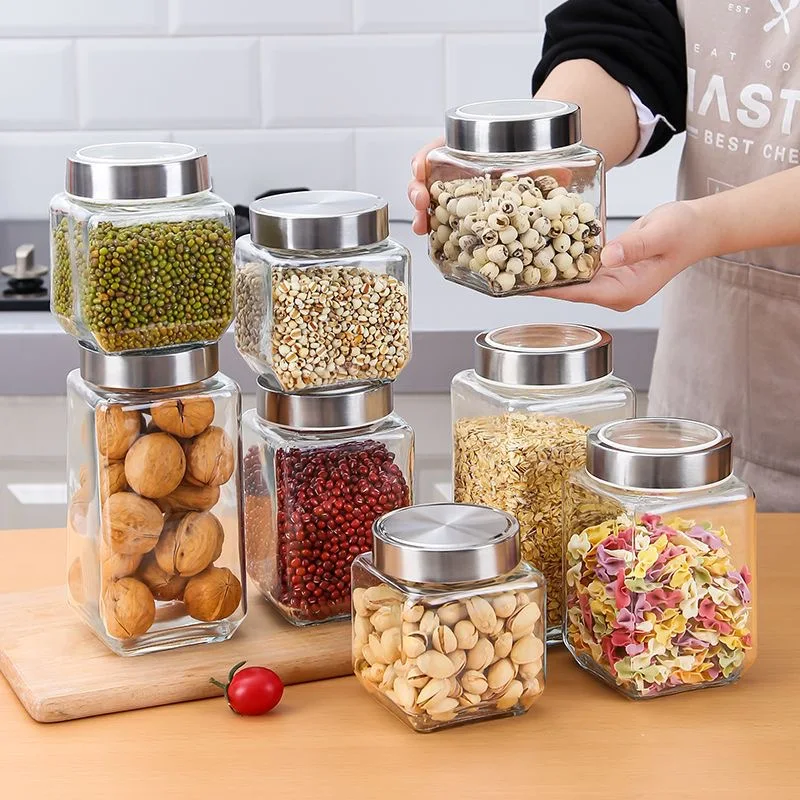 Factory Direct Sale Screw Aluminum Cap Moisture Proof Container Storage Glass Storage Jars