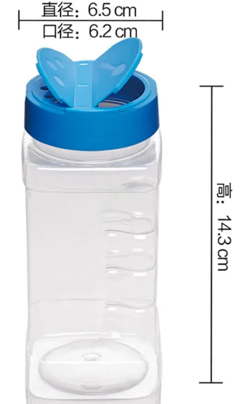 clear pet plastic square spice jars 500ml 300ml seasoning blend Bottle with seal liner slip inside plastic spice condiment jars