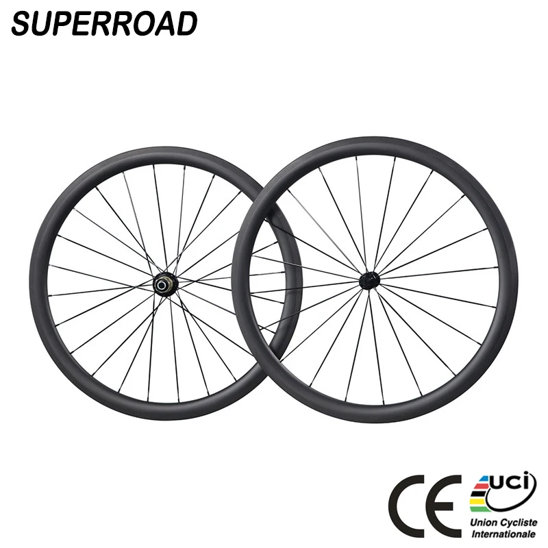 
25mm Wide 38mm Deep Bitex 6 Pawls Cycling Taiwan Road Bike Carbon Wheels Clincher Tubeless Wheelset 700C 