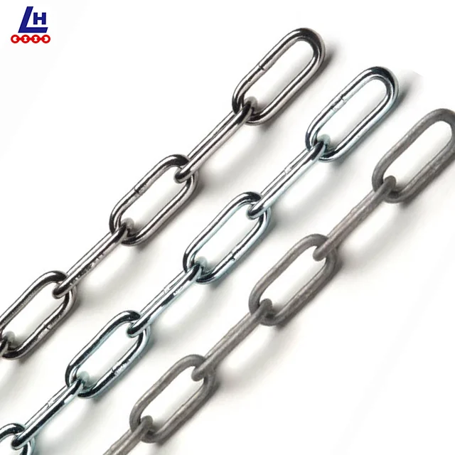 3mm~19mm Galvanized Q235 Q195 Welded Steel Link Chain Long Link Chain  Korean Standard Link Chain For Hanging Pet And Swing