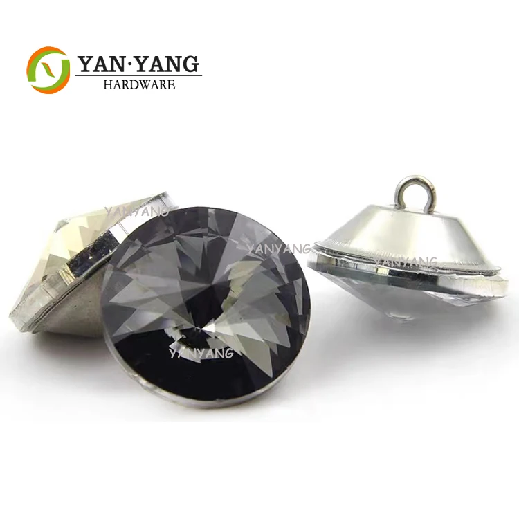 Yanyang customized 25mm decorative sofa glass button nail base 20mm furniture bed acrylic crystal button