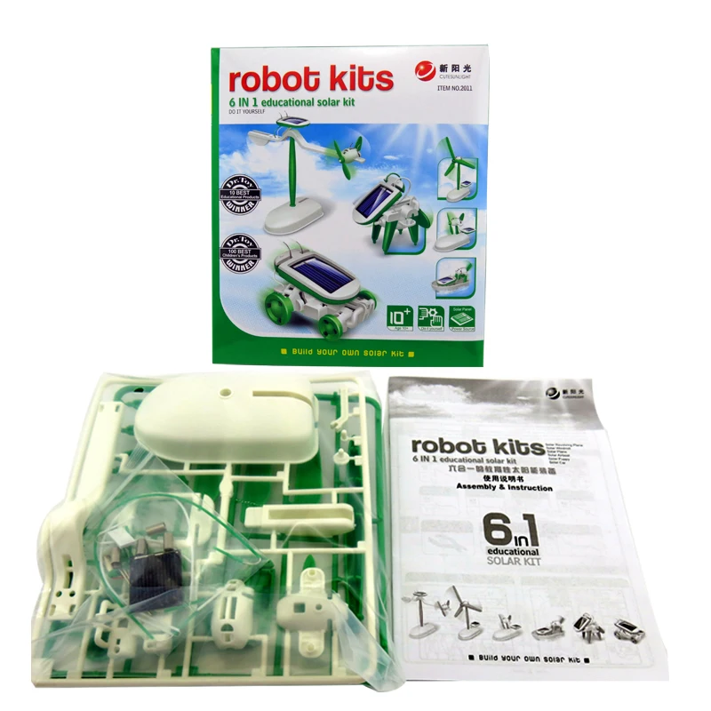 Многофункциональная детская Развивающая игрушка «сделай сам» 6-в-1 на солнечной батарее, креативная ручная работа для детей