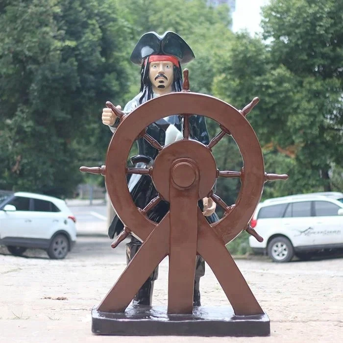 Outdoor Decoration Life Size Fiberglass Pirate Statue for Theme Park