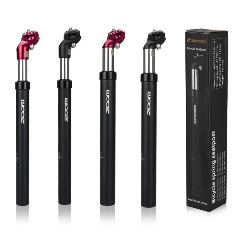 Bicycle shock absorber seatpost 27.2/31.6 x 350mm aluminum alloy bicycle seatpost, ZOOM black/red seatpost