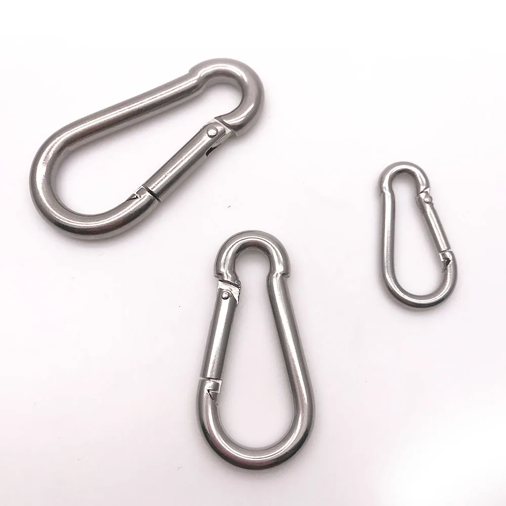 BT-245 8CM Din5299 FromC Heavy Duty 8X80mm Metal Snap Hook 304 Stainless Steel Carabiner Mousqueton