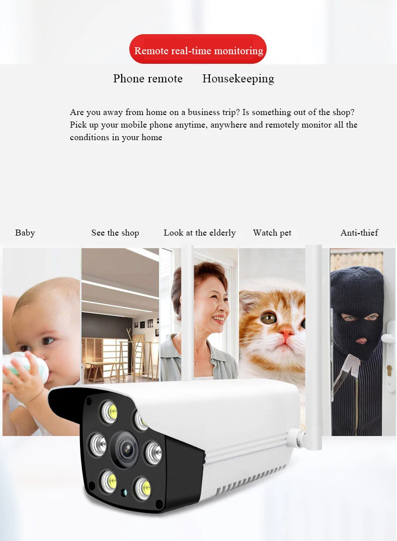 Wifi New Waterproof IP66 Night Vision Full Color Mobile Phones Remote Home Surveillance Security Wireless Bullet Wifi Camera