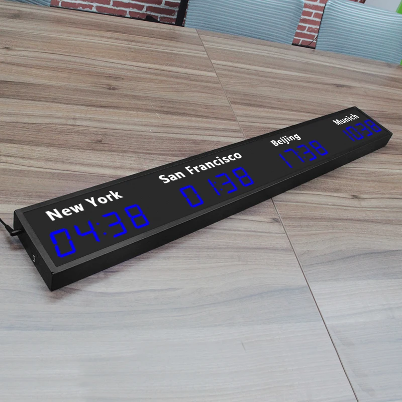 CHEETIE CP034 Different City Names LED World Time Clock 2.3 Inch Digital Multi Time Zone Wall Clock