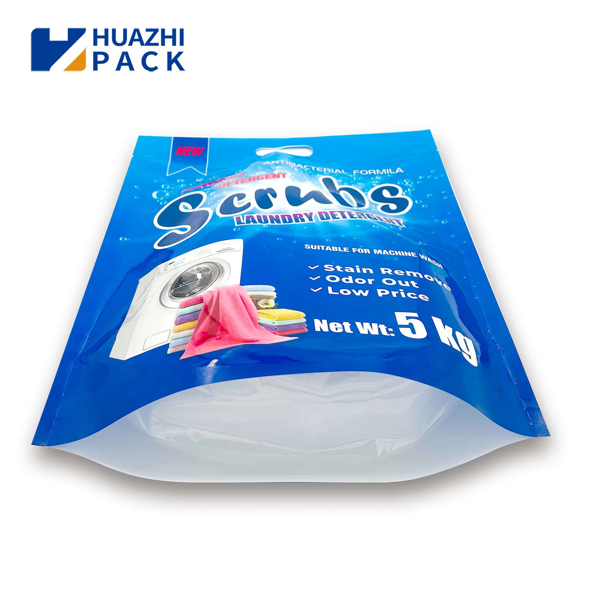 High quality 5KG stand up zipper pouch for detergent laundry washing powder packaging doypack bags with zipper