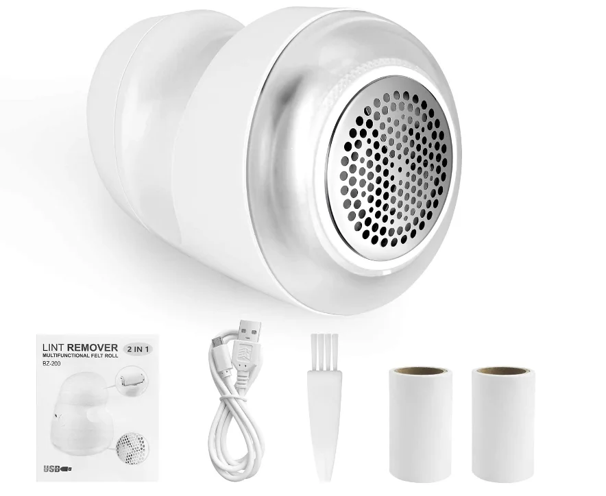 
Fabric Shaver Defuzzer Rechargeable, 2 in 1 Electric Lint Remover with Lint Roller, Portable Quickly Clothes Fuzz Shaver 