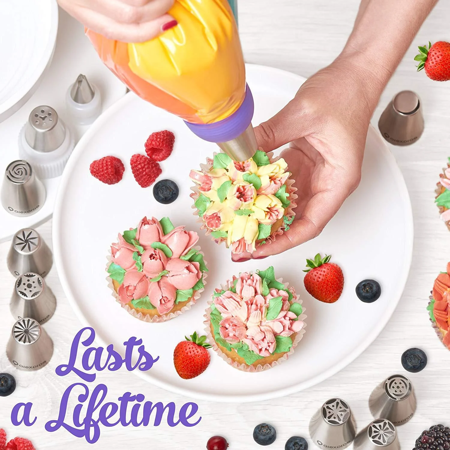 
Hot-selling 49-piece decorating mouth set rose decorating bag DIY cake baking converter kit 