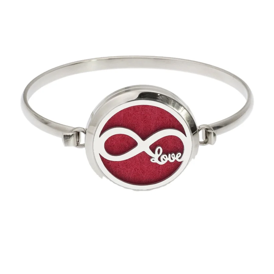 Custom 316 Stainless Steel Essestial Oil Locket Diffuser Infinity Cuff Bracelet