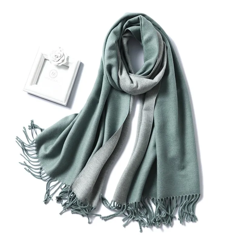 Factory wholesale 2023 High quality Thick Warm plain solid color cashmere feel acrylic scarf reversible pashmina scarf pashmina