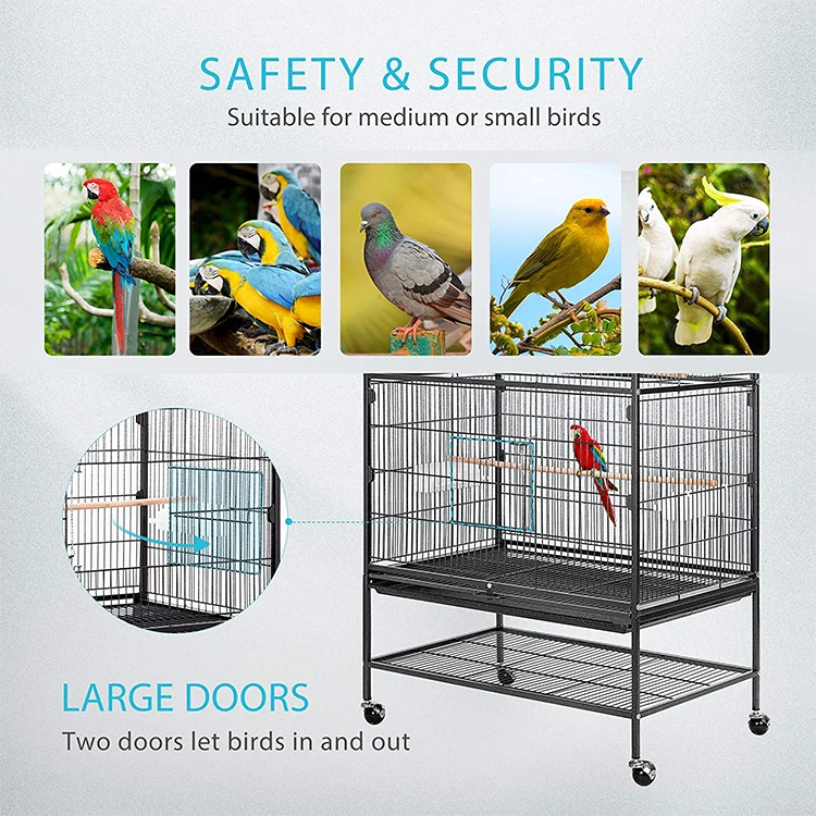 Wholesale iron durable parrot high quality luxury large pet big large bird cage parrot metal encrypted iron wire