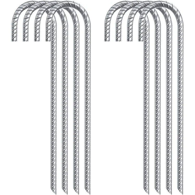 Rope outdoor ground anchor belly hook camping flag stakes galvanized canopy duty metal heavy coated rebar steel nail tent pegs