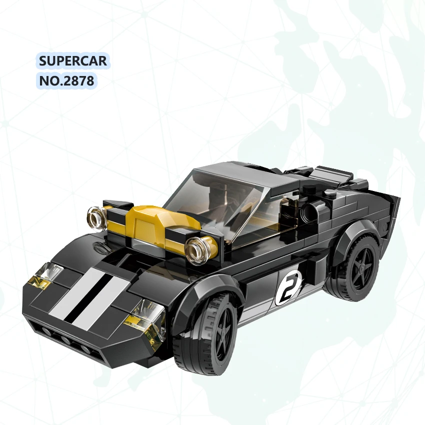 Блок автомобиля 2878 Супер спортивный гоночный автомобиль мелкие детали MOC Кирпичи Модель Детский развивающий строительный блок пластиковая игрушка