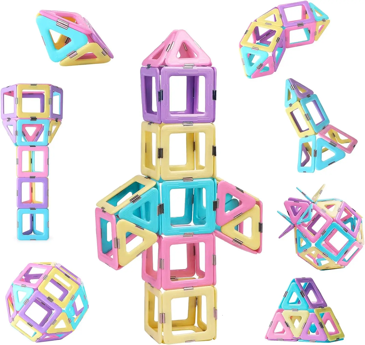 46pcs Magnetic Tiles Toys Building Blocks STEM Creative Construction Magnet Toys For Toddler