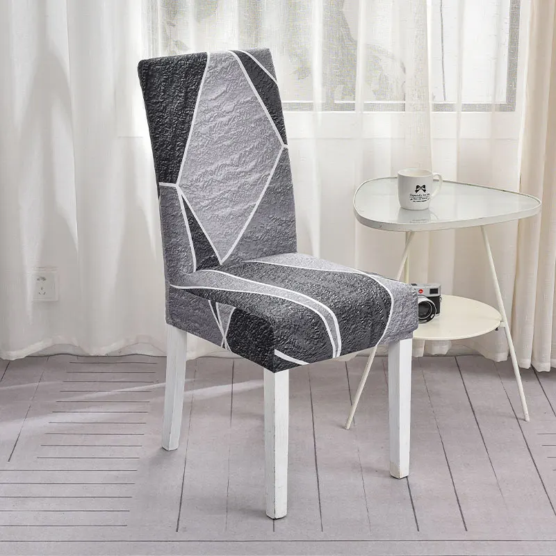 Printed Dining Room Chair Covers Polyester Geometric Chair Slipcover Pet Anti-Dirty Stretch Chair Cushion Cover Home Decoration