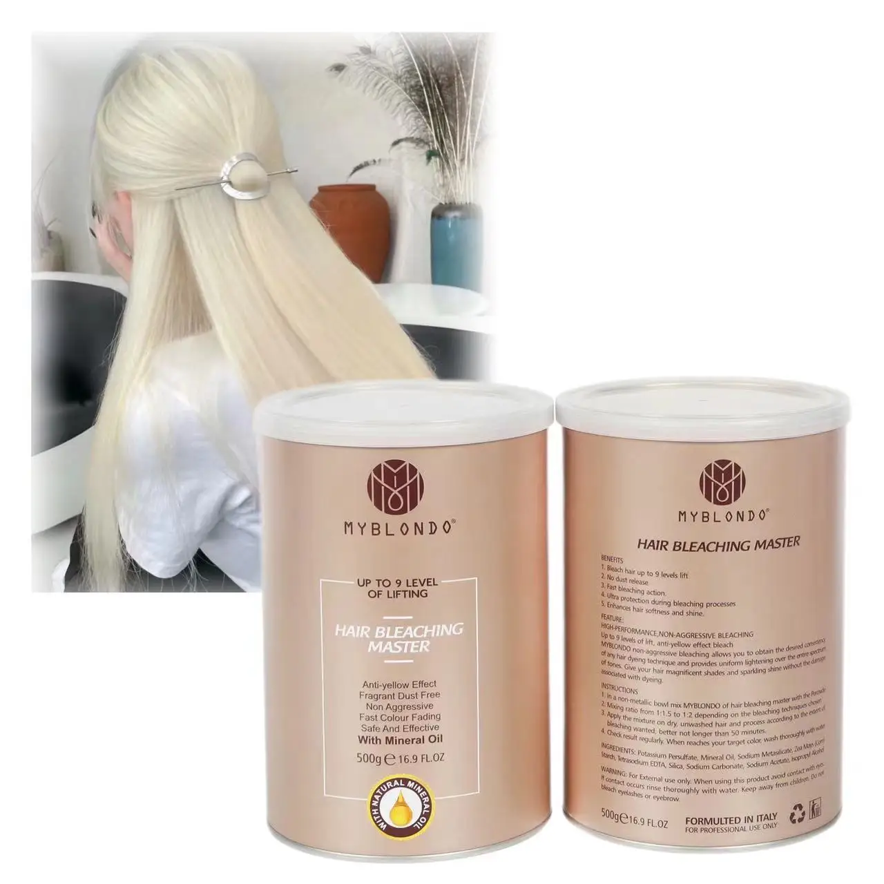 Professional factory bleaching hair powder dye for blonde black hair up to level 9/10/11