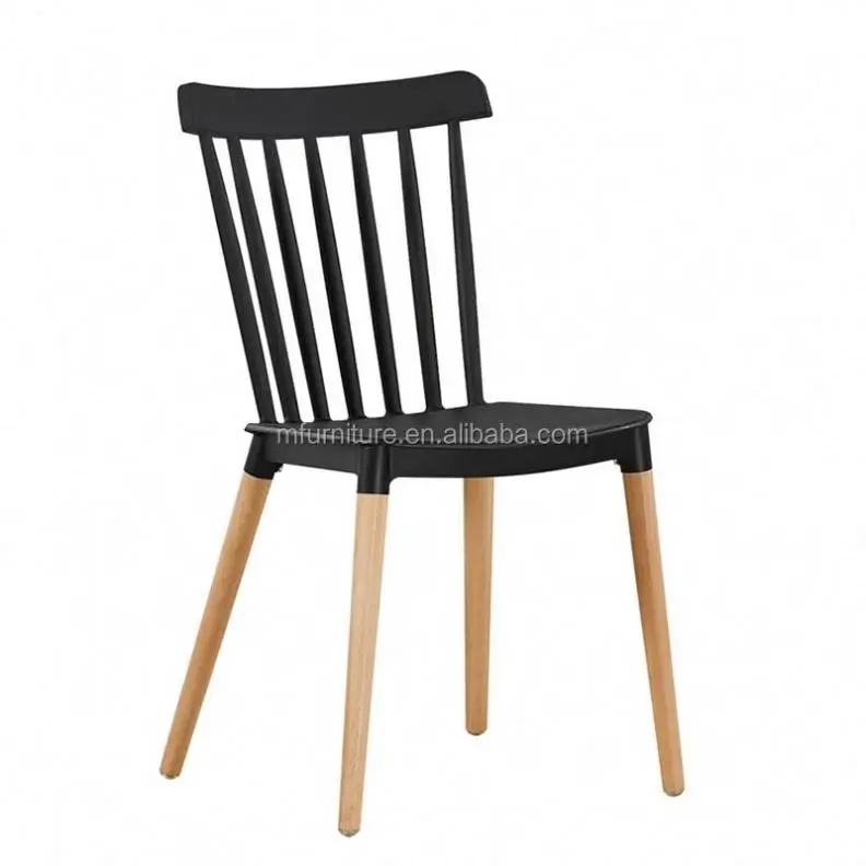 Polypropylene Plastic and Wood Windsor Dining Chair