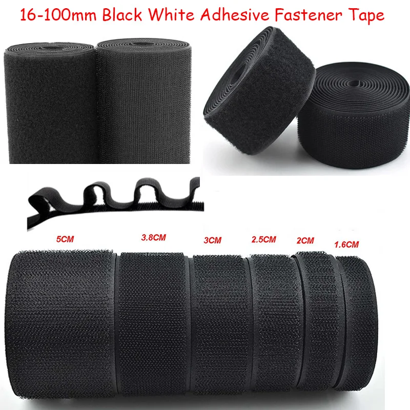 16-100mm Black White Magic Self Adhesive Fastener Tape Reusable Strong Hooks Loops Cable Tie Magic tape DIY Accessories