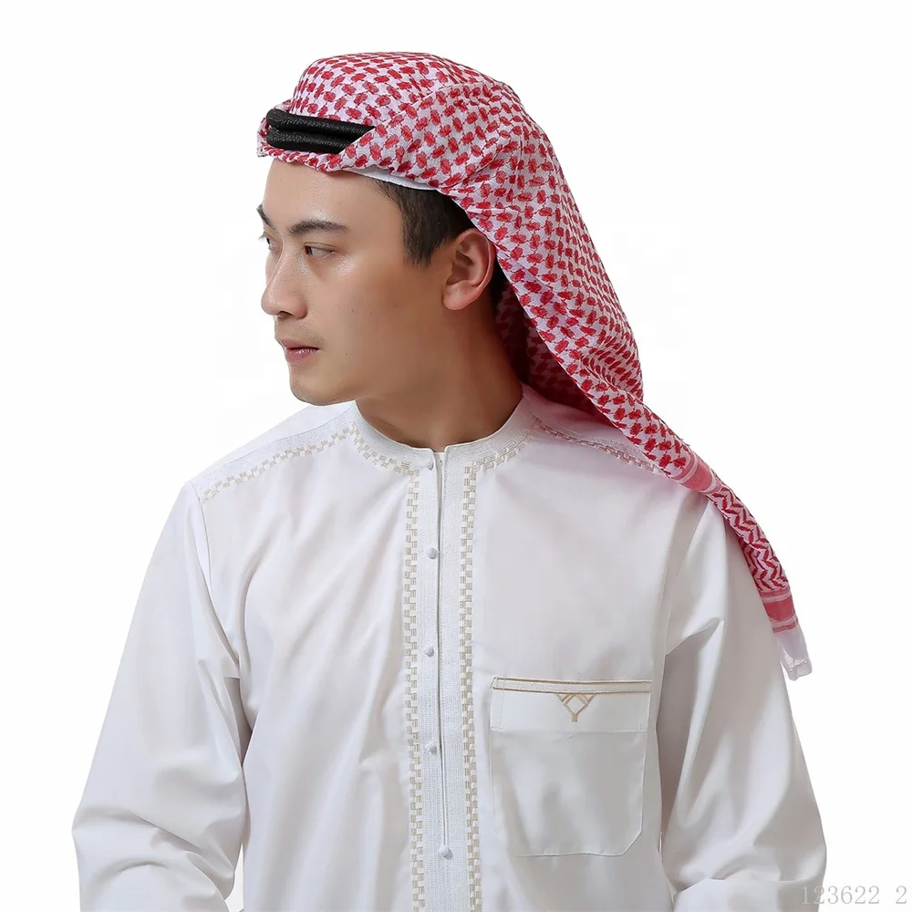 Muslim Prayer Costumes Dubai Saudi Head Scarf Islamic keffiyeh Hijab Arab Saudi Scarf Men Turban