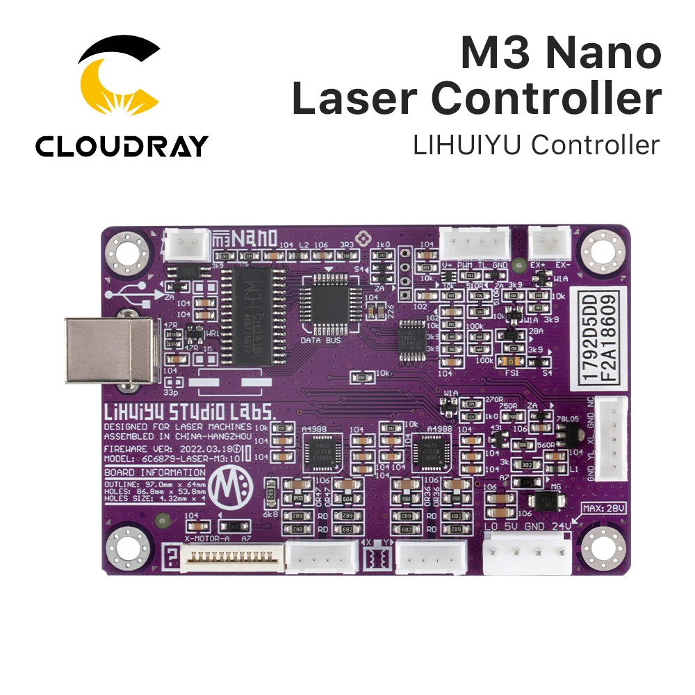 Нано-лазерный контроллер Cloudray M3 для режущего и гравировального Станка CO2 K40