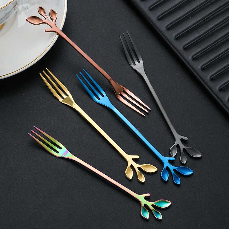 Лидер продаж на Amazon корейский маленький металлический столовый прибор для десертов золотые столовые приборы кофейная ложка мини-пальма нержавеющая сталь Золотая длинная чайная