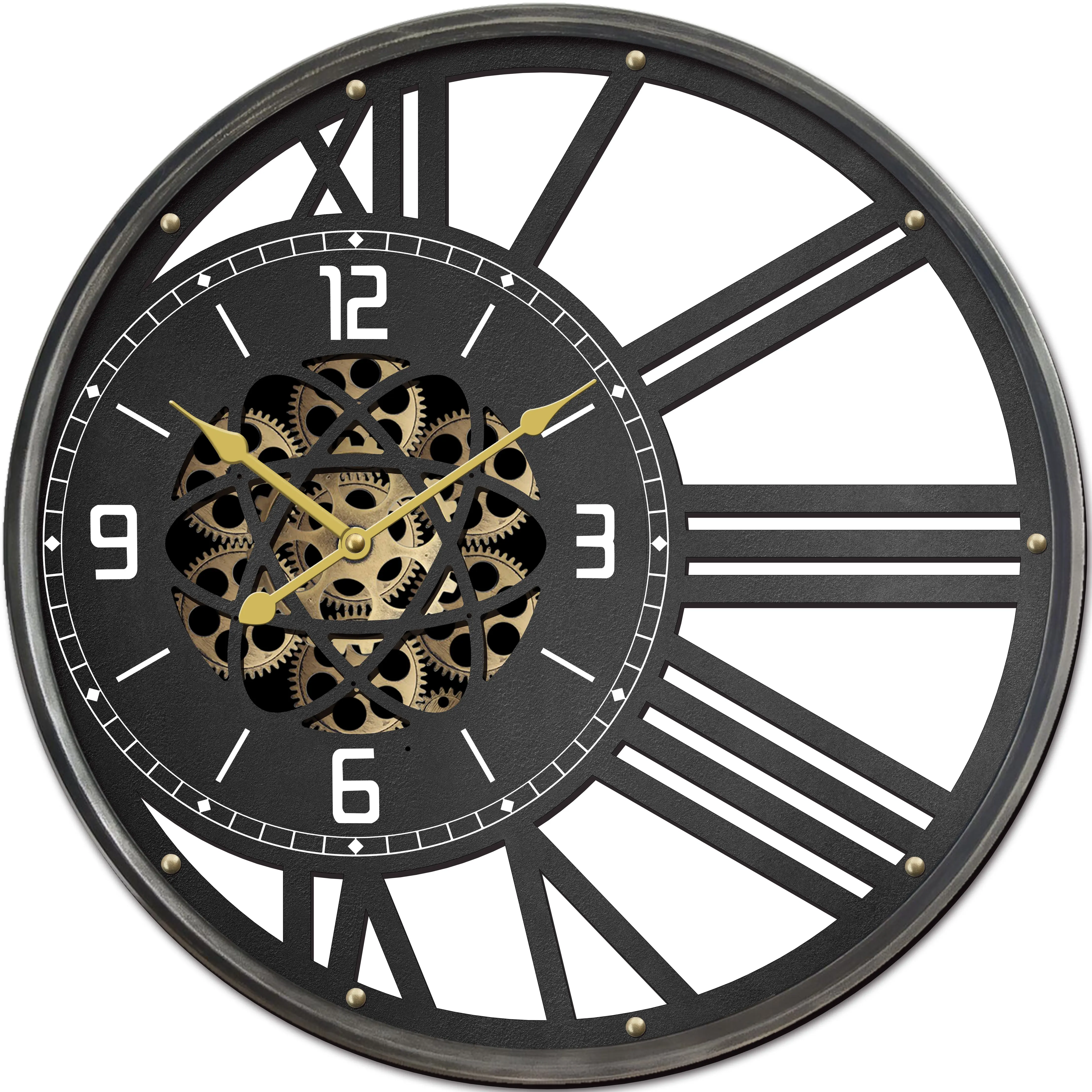 New Arrival  40 Inch Oversize Round Antique Metal Decorate Wall Clocks With Roman Numerals For Home Office School  Decoration