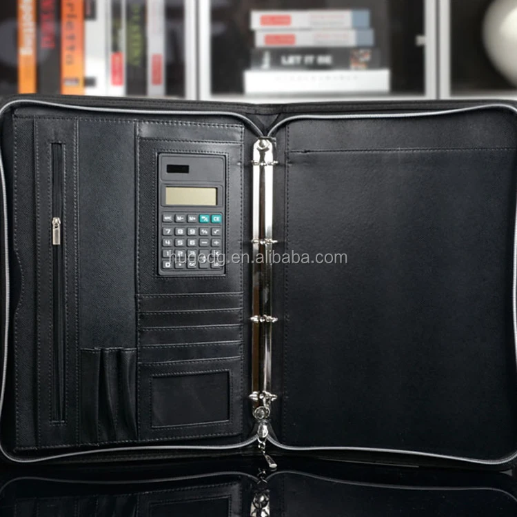 Custom different designs a4 size file folder pu leather portfolio