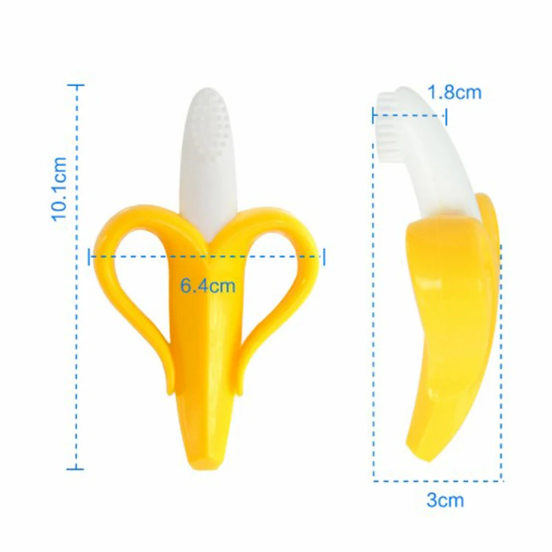 
soft BPA free silicone banana teether baby toothbrush teething Non-Toxic hot selling 2019 