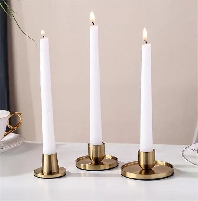 3Pcs Of Set Gold Metal Candle Holder Aluminum Candlestick Holder For Home Decoration