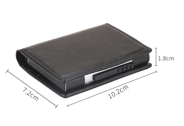 RFID Blocking mens Leather Wallet Card holder with aluminum card case