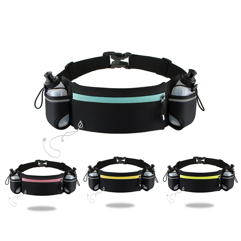 Fashion Waterproof Sport hiking men women nylon fanny pack waist bag running belt with water bottle holder
