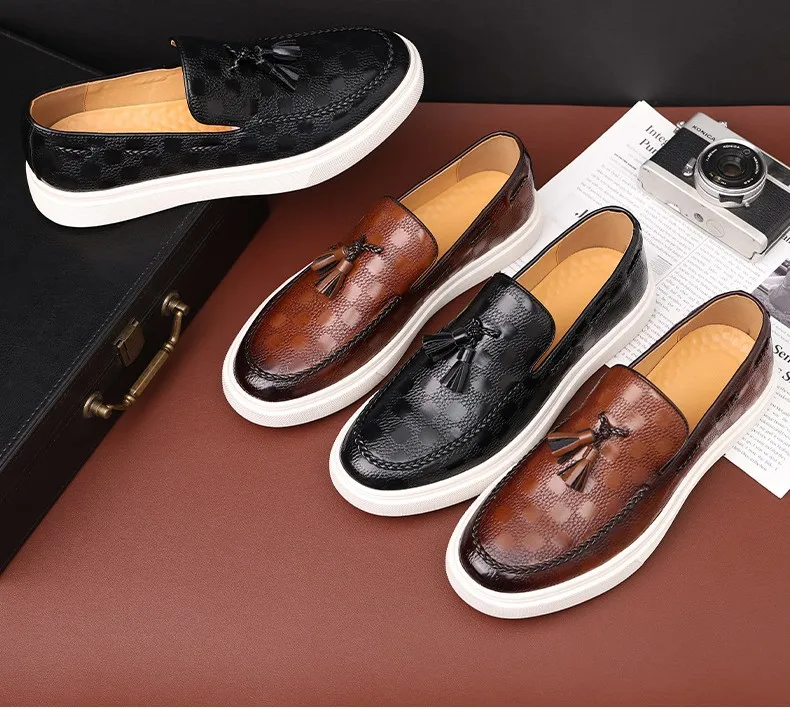 PDEP2023 New Summer Breathable Slip on  men loafer shoes Lazy style Korean Versatile mocassin casual shoes for men pu leather